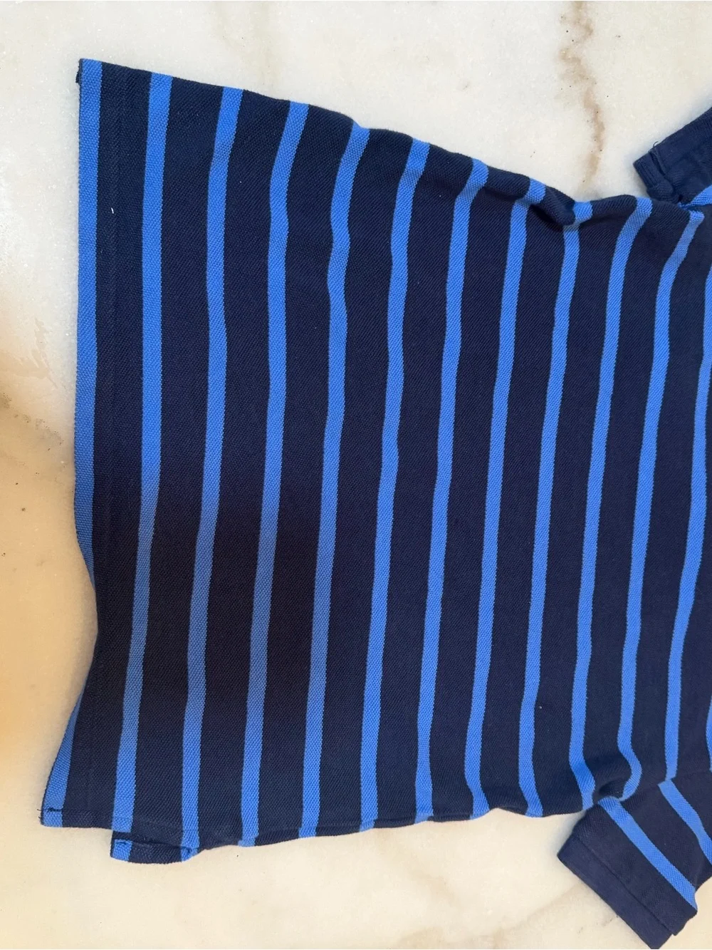 Polo by Ralph Lauren Navy & Royal Blue Striped Polo with Yellow Pony